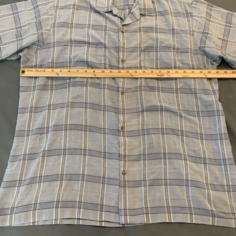 Triumph Of California Shirt Mens XL Blue Gray Plaid Short Sleeve Button Front - Picture 4 of 7